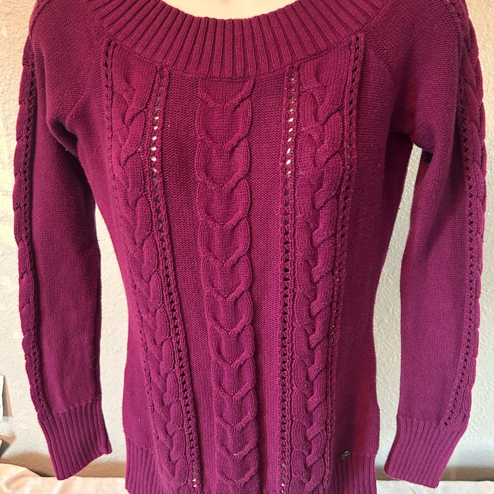 Guess Women's Cable Knit Sweater - Rich Purple